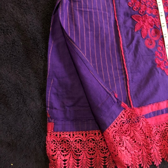 Vintage Mini Dress 60s 70s Boho Fiesta - fits like an XXS - Picture 6 of 10